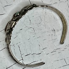 Navajo Fred Harvey Era Green Turquoise Snake Thunderbird Sterling Cuff Bracelet - Additional view 9