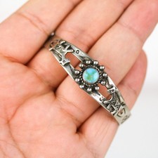 Vintage Fred Harvey Navajo Sterling Silver Turquoise Dog or Horse Bracelet - Additional view 5