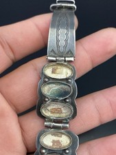 Fred Harvey Era Native American Sterling Silver 925 Hand Stamped Navajo Bracelet - Additional view 6