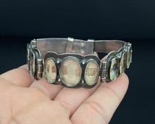 Fred Harvey Era Native American Sterling Silver 925 Hand Stamped Navajo Bracelet