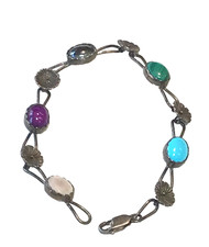 🔥Native American 1950’s Fred Harvey 925 Silver Turquoise Malachite Bracelet