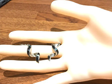 🔥Fred Harvey🔥 Southwest FIRE OPAL Onyx Sterling Silver Swirl Dangle Earrings - Additional view 1