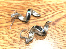 🔥Fred Harvey🔥 Southwest FIRE OPAL Onyx Sterling Silver Swirl Dangle Earrings - Additional view 2