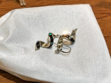 🔥Fred Harvey🔥 Southwest FIRE OPAL Onyx Sterling Silver Swirl Dangle Earrings - Additional view 12