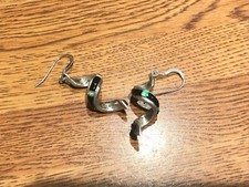 🔥Fred Harvey🔥 Southwest FIRE OPAL Onyx Sterling Silver Swirl Dangle Earrings - Additional view 9