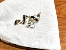 🔥Fred Harvey🔥 Southwest FIRE OPAL Onyx Sterling Silver Swirl Dangle Earrings - Additional view 10