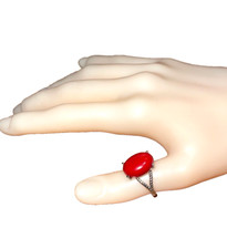 🔥Fred Harvey era Frederick Duffy FD Native Southwest 925 Silver Coral Ring 10 - Additional view 4