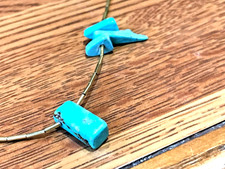 🔥VTG Fred Harvey Native American FERTILITY TURQUOISE PHALLUS Silver Necklace - Additional view 4