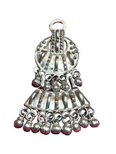 🔥LARGE SOLID SILVER FRED HARVEY 1900’s NATIVE SOUTHWESTERN TRIBAL PENDANT BELL - Additional view 5