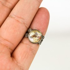 Unique Fred Harvey Era Navajo Sterling Silver Reverse Painted Horse Ring Sz 4 - Additional view 4