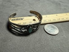 Fred Harvey Era Sterling Silver Turquoise Womens Old Pawn Cuff Bracelet - Additional view 1