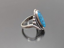 Rare Dainty Vtg Fred Harvey Era Bell Trading Post Sterling Silver Turquoise Ring - Additional view 13