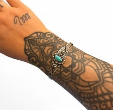 Fred Harvey Era cuff, Bell Trading Co signed & stamped, 5” + 1.5” gap