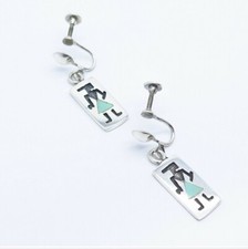 🔥Fred Harvey Native American Sterling Silver Tribal figure earrings pendant Tur - Additional view 7