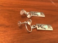 🔥Fred Harvey Native American Sterling Silver Tribal figure earrings pendant Tur - Additional view 9