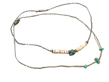 š„Southwest 1930s Fred Harvey Heishi Fetish 925 Silver Turquoise Necklaces - Additional view 1