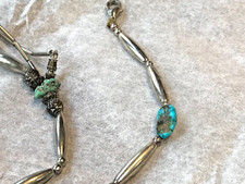 🔥Southwest 1930s Fred Harvey Heishi Fetish 925 Silver Turquoise Necklaces - Additional view 8