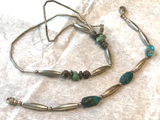 🔥Southwest 1930s Fred Harvey Heishi Fetish 925 Silver Turquoise Necklaces