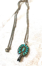 🔥Native American 1900s Fred Harvey 900 Silver Squash Blossom petit needlepoint - Additional view 11