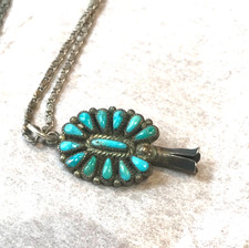 🔥Native American 1900s Fred Harvey 900 Silver Squash Blossom petit needlepoint - Additional view 6