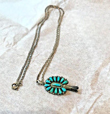 🔥Native American 1900s Fred Harvey 900 Silver Squash Blossom petit needlepoint - Additional view 10