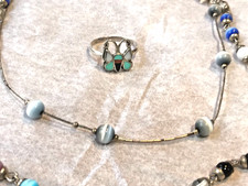 🔥lot Native American 1930s Fred Harvey Zuni 925 Silver Turquoise Necklaces Ring - Additional view 6