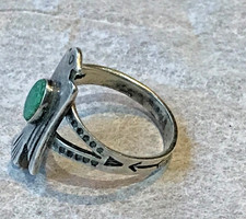 🔥Native American 1900s-1920s Fred Harvey 925 Silver Turquoise Thunderbird Ring - Additional view 11