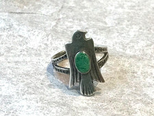🔥Native American 1900s-1920s Fred Harvey 925 Silver Turquoise Thunderbird Ring - Additional view 13