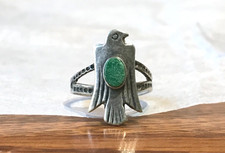 🔥Native American 1900s-1920s Fred Harvey 925 Silver Turquoise Thunderbird Ring - Additional view 14