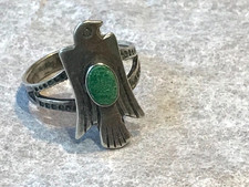🔥Native American 1900s-1920s Fred Harvey 925 Silver Turquoise Thunderbird Ring - Additional view 7