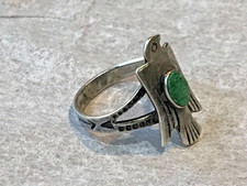 🔥Native American 1900s-1920s Fred Harvey 925 Silver Turquoise Thunderbird Ring - Additional view 9
