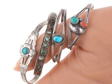 4 Vintage Childs Navajo/Fred Harvey Era cuff bracelets