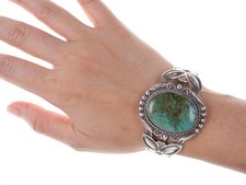 Large Vintage Bell Trading post Fred Harvey Era Turquoise Cuff bracelet - Additional view 5