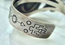 Large VTG TURQUOISE Navajo Stamped Sterling SILVER CUFF BRACELET Fred Harvey Era - Additional view 11