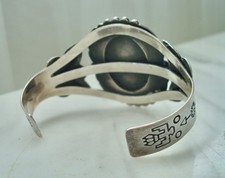 Large VTG TURQUOISE Navajo Stamped Sterling SILVER CUFF BRACELET Fred Harvey Era - Additional view 15