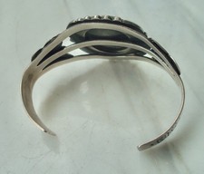 Large VTG TURQUOISE Navajo Stamped Sterling SILVER CUFF BRACELET Fred Harvey Era - Additional view 17