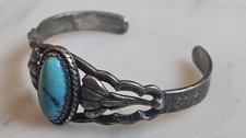 50’s Fred Harvey Era Navajo Turquoise Sterling Art & Design Cuff Bracelet Sz 6½” - Additional view 11