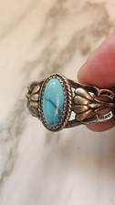 50’s Fred Harvey Era Navajo Turquoise Sterling Art & Design Cuff Bracelet Sz 6½” - Additional view 12