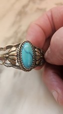 50’s Fred Harvey Era Navajo Turquoise Sterling Art & Design Cuff Bracelet Sz 6½” - Additional view 13
