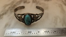 50’s Fred Harvey Era Navajo Turquoise Sterling Art & Design Cuff Bracelet Sz 6½” - Additional view 17