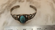 50’s Fred Harvey Era Navajo Turquoise Sterling Art & Design Cuff Bracelet Sz 6½” - Additional view 18
