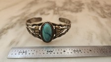 50’s Fred Harvey Era Navajo Turquoise Sterling Art & Design Cuff Bracelet Sz 6½” - Additional view 19