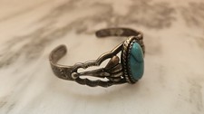 50’s Fred Harvey Era Navajo Turquoise Sterling Art & Design Cuff Bracelet Sz 6½” - Additional view 21