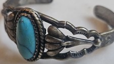 50’s Fred Harvey Era Navajo Turquoise Sterling Art & Design Cuff Bracelet Sz 6½” - Additional view 6