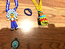 ð¥Early Fred Harvey NAVAJO Graduated Turquoise Fetish Coral Bead Bracelets Chief - Additional view 6