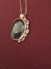 🔥Native American 1950s Fred Harvey Gemstone Pendant 925 Silver Necklace Signed - Additional view 1