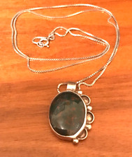 🔥Native American 1950s Fred Harvey Gemstone Pendant 925 Silver Necklace Signed