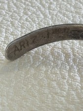 Old Vintage Navajo Fred Harvey Era Sterling Petrified Wood Stamped Cuff Bracelet - Additional view 5