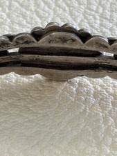 Old Vintage Navajo Fred Harvey Era Sterling Petrified Wood Stamped Cuff Bracelet - Additional view 6