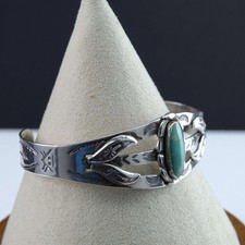 Vintage Fred Harvey Era Bell Trading Post Sterling/Turquoise Cuff bracelet - Additional view 1